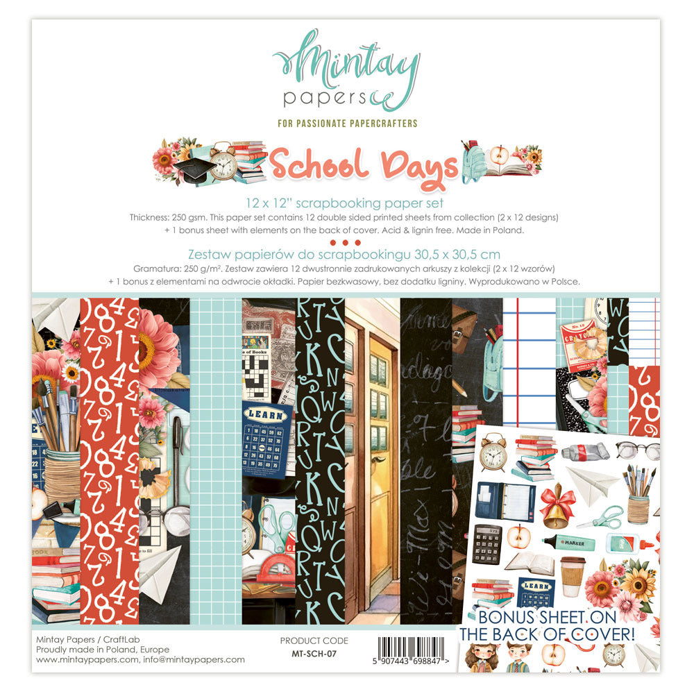 Mintay Papers - 12X12 Paper Set - School Days | Urbanscrapbook Ltd. |  Edmonton