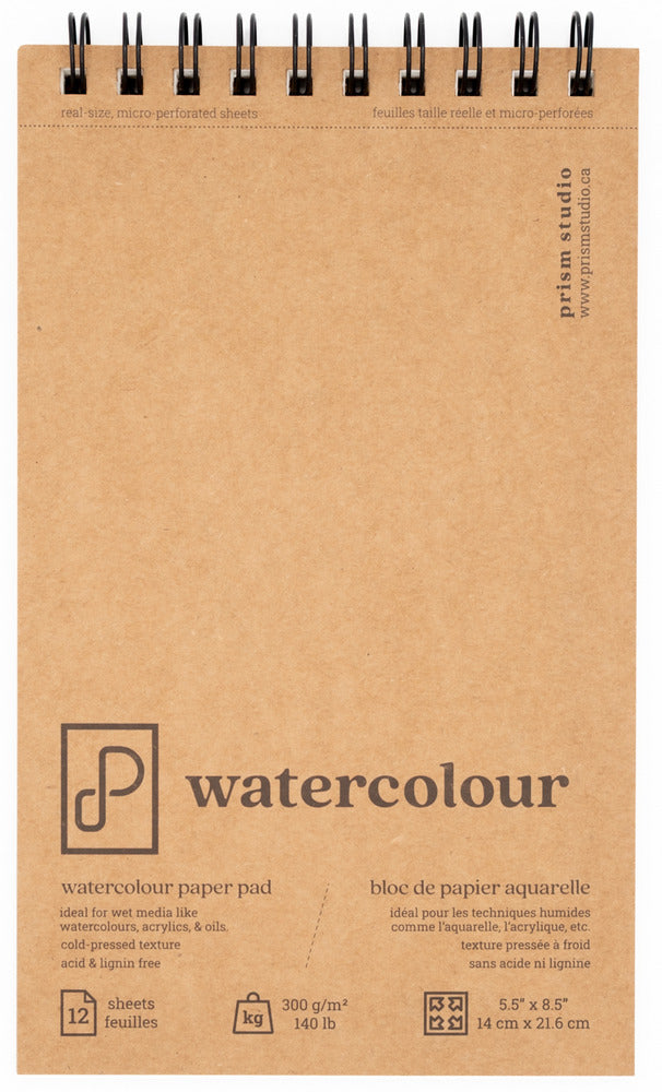 Prism Studio - Watercolour Pad, 5.5" x 8.5", Spiral-Bound at Top