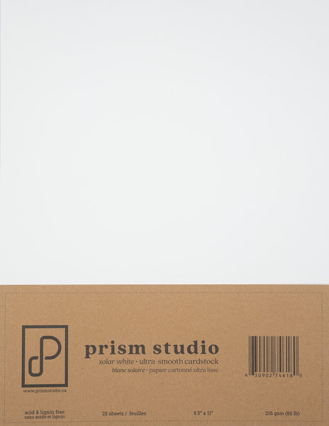 Prism Studio - Solar White 8.5x11 Ultra-Smooth Cardstock 80lb (25 Sheets)