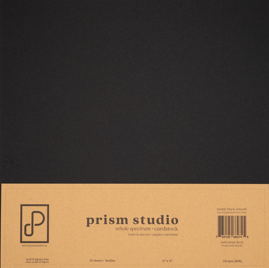Prism Studio - Black 12x12 cardstock 25 sheets