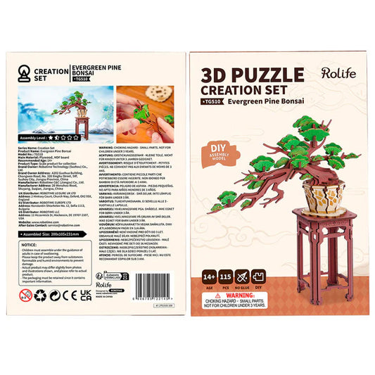 Rolife 3D Wooden Puzzle, Evergreen Bonsai