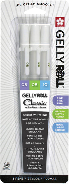 Gelly Roll Classic Pen Set, (.05/.08/.10) - White (3 pk )