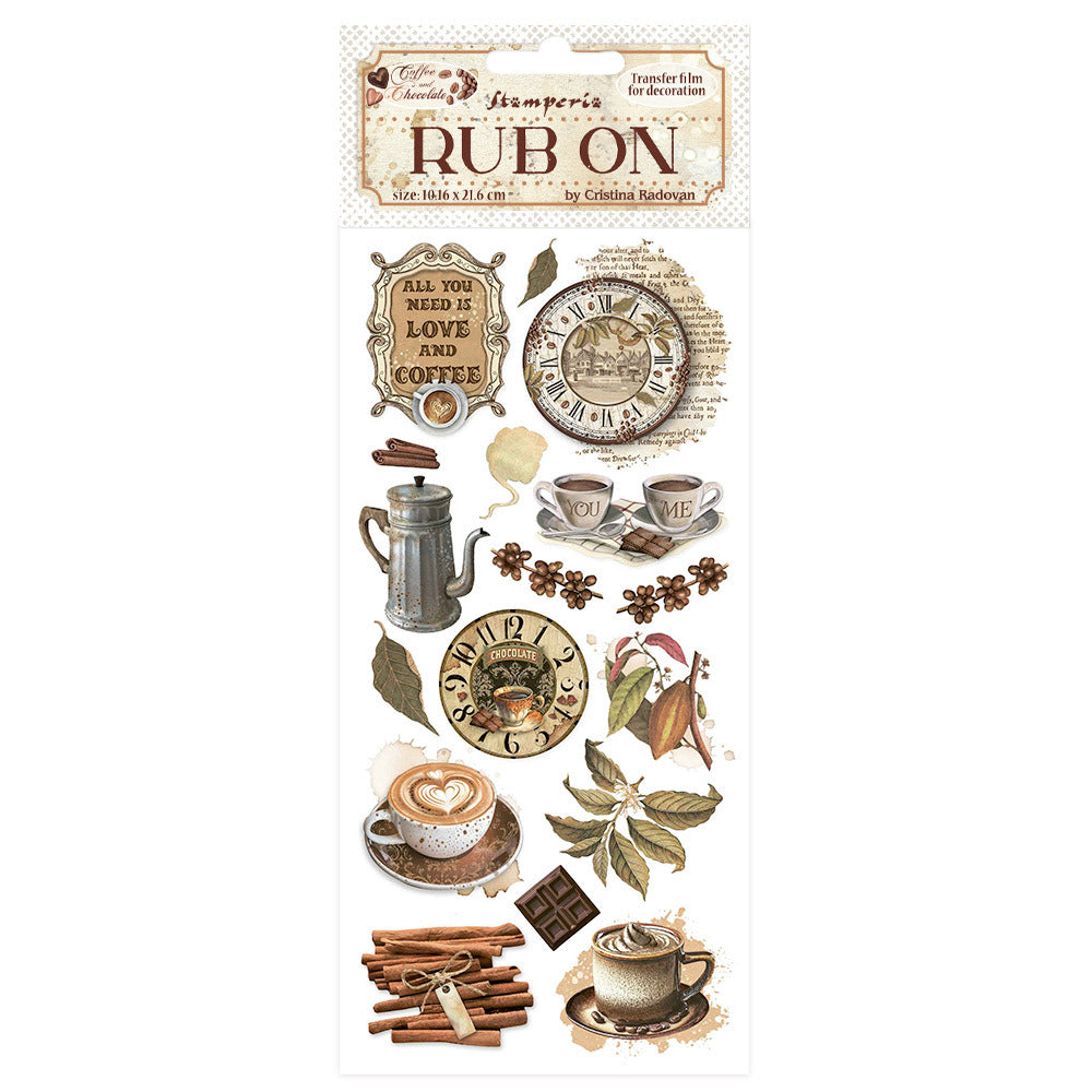Stamperia Coffee and Chocolate - Rub-Ons - All You Need is Love and Coffee