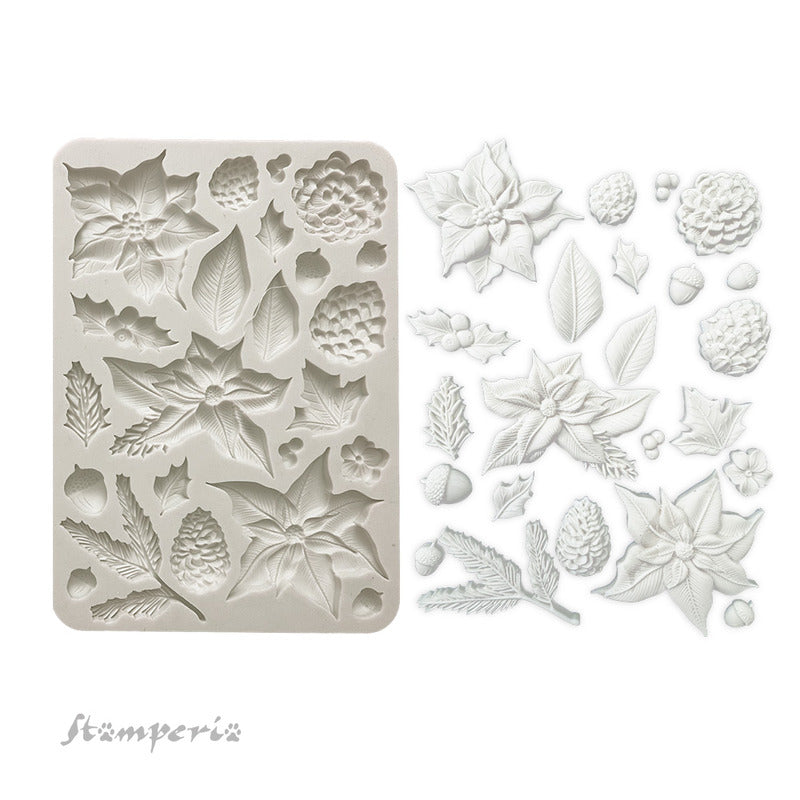 Stamperia - Silicone Mould - The Nutcracker - Poinsettia And Pinecones