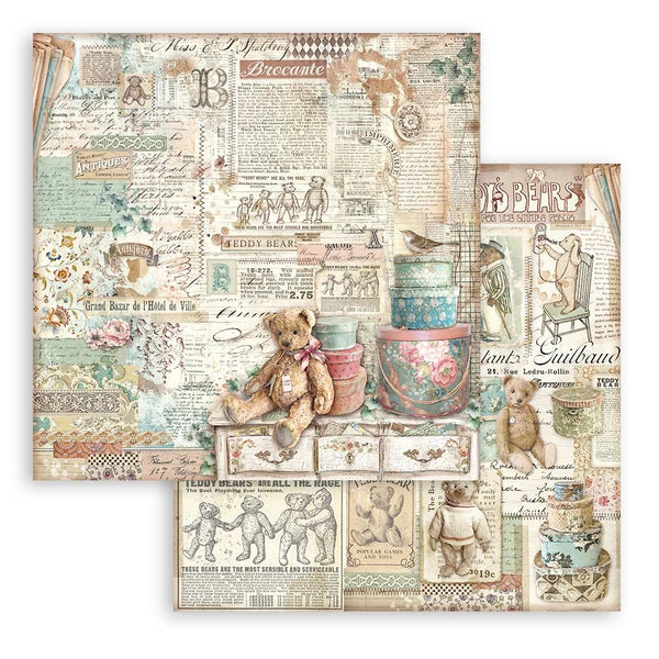 Stamperia - 12x12 Designer Paper - Brocante Antiques - Teddy Bear