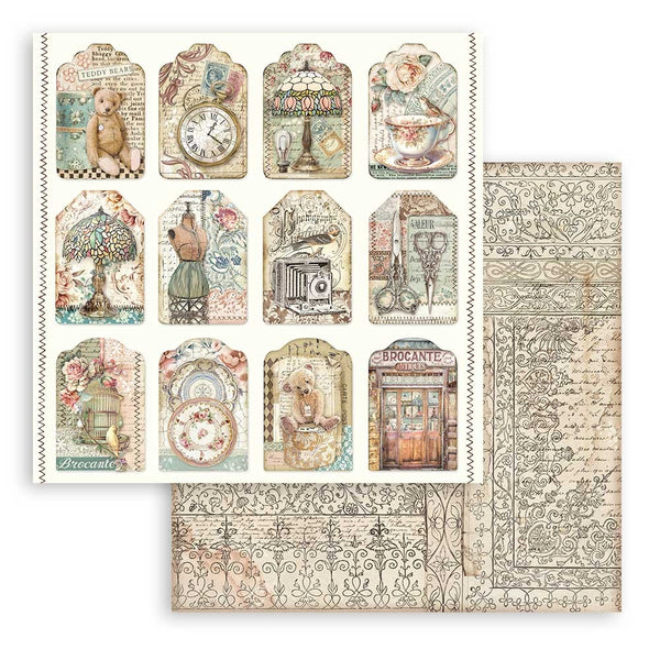 Stamperia - 12x12 Designer Paper - Brocante Antiques - Tags
