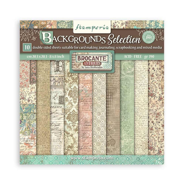Stamperia - 8x8 Paper Pack - Brocante Antiques - Backgrounds