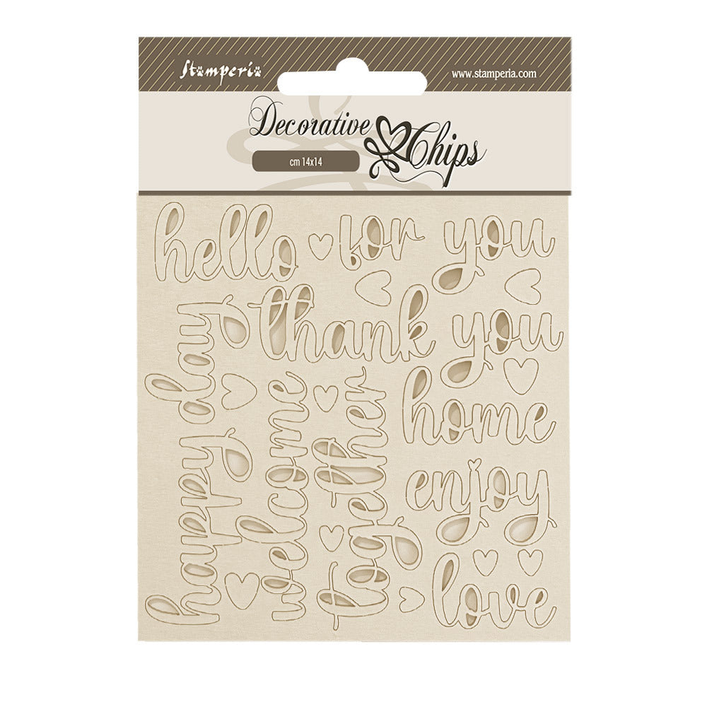 Stamperia - Decorative Chips - Golden Harmony - Writings