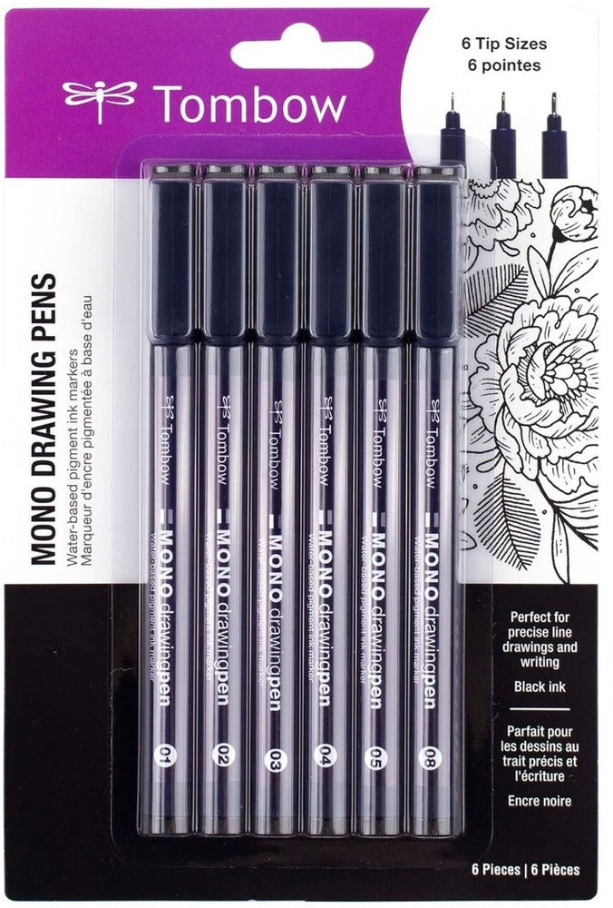 Tombow - MONO Drawing Pen Set -Black (6pk)