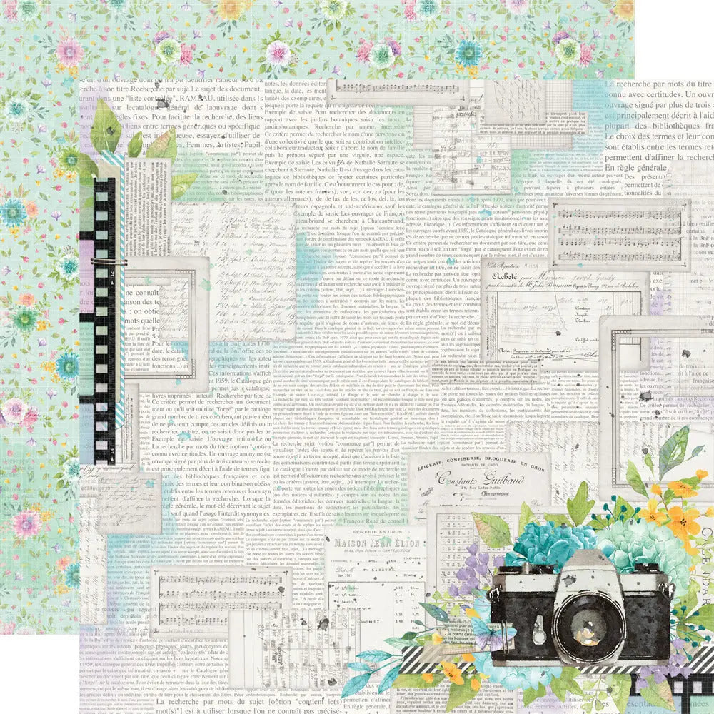 Simple Stories - 12x12 Patterned Paper, Simple Vintage Life in Bloom - Happy Memories