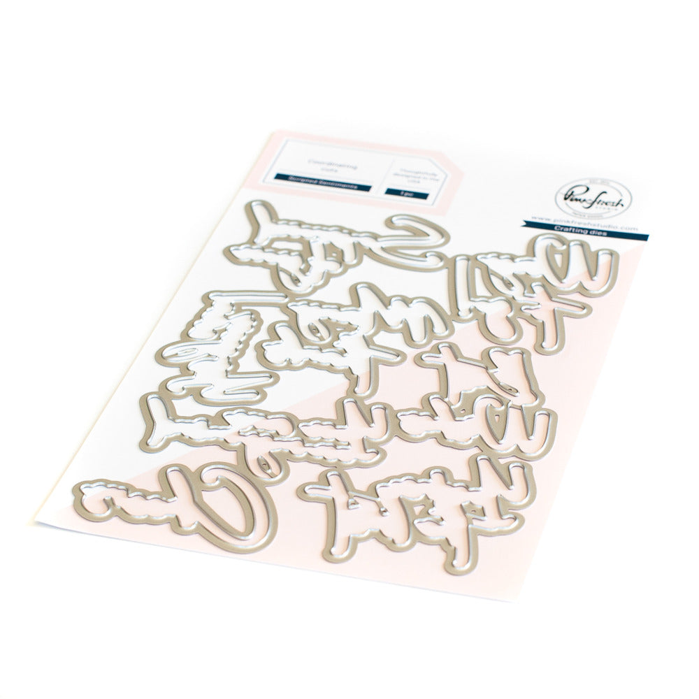 PinkFresh Studios - Modern Scripted Sentiments Hot foil & Die Set