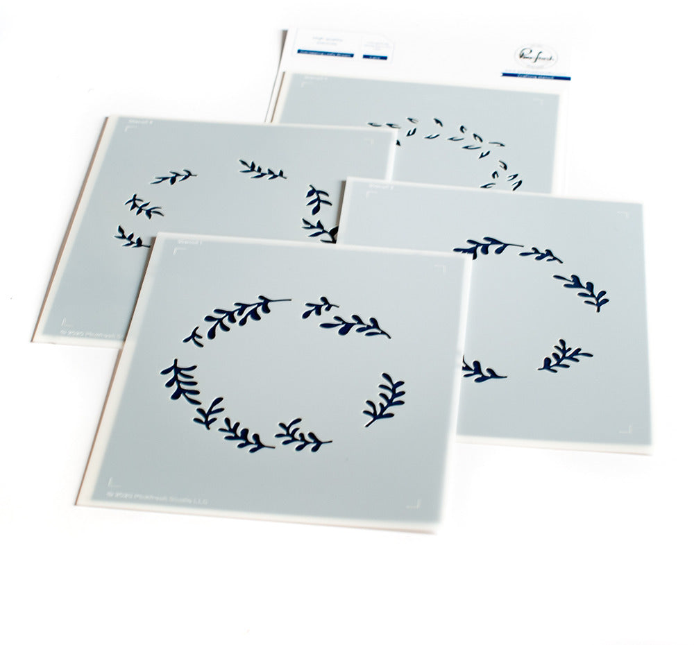 PinkFresh Studio - Overlapping Leafy Wreath Stencil & Die Set