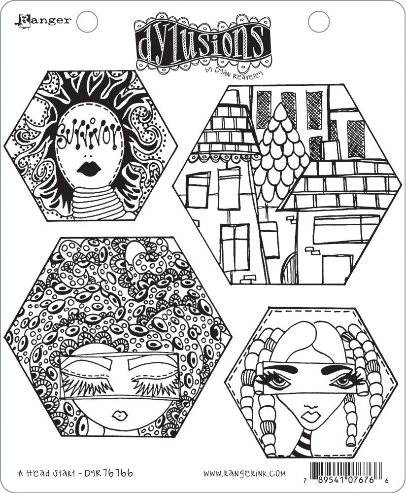 Dylusions Stamp - A Head Start