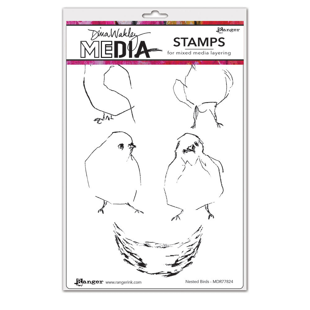 Dina Wakley Media - Cling Stamp - Nesting Birds