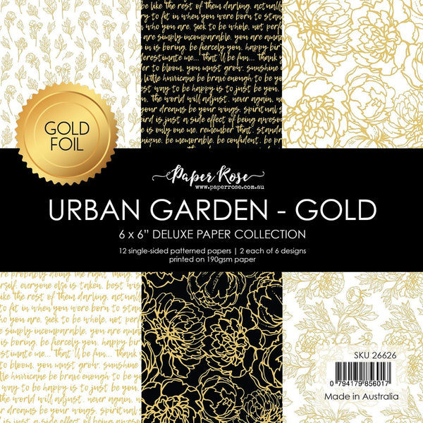 Paper Rose - 6X6 Paper Collection, Urban Garden - Gold