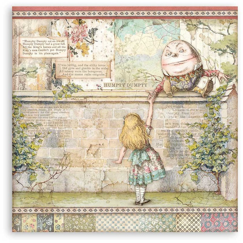 Stamperia - 12x12 Designer Paper - Alice Through the Looking Glass - Humpty Dumpty