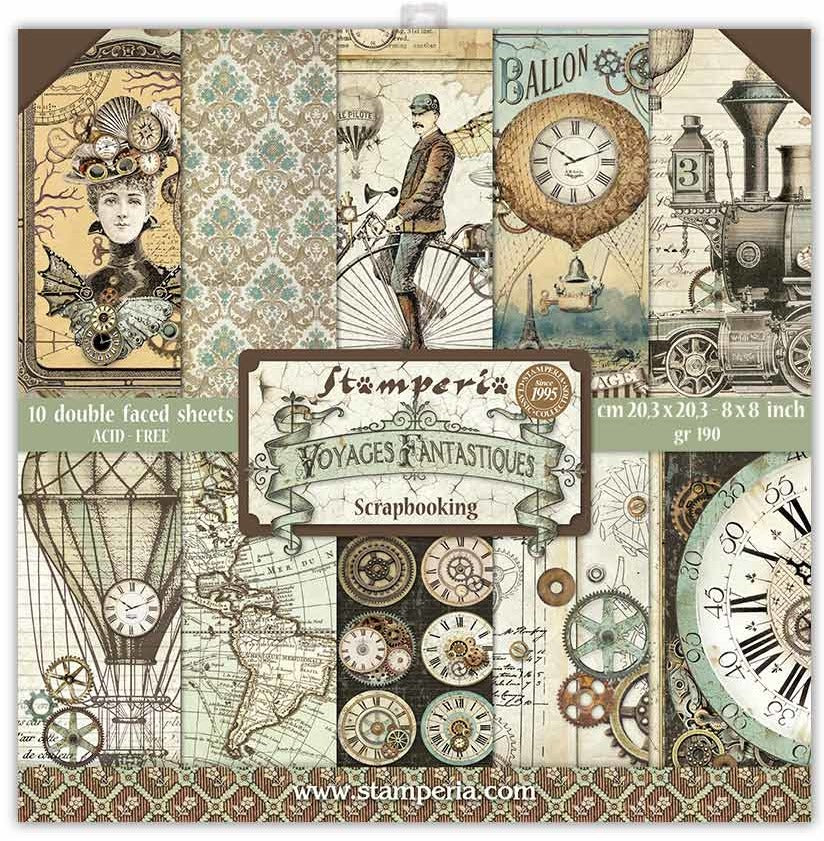 Stamperia Voyages Fantastiques - 8x8 Paper Pack