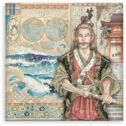 Stamperia - 12x12 Designer Paper - Sir Vagabond In Japan - Samurai