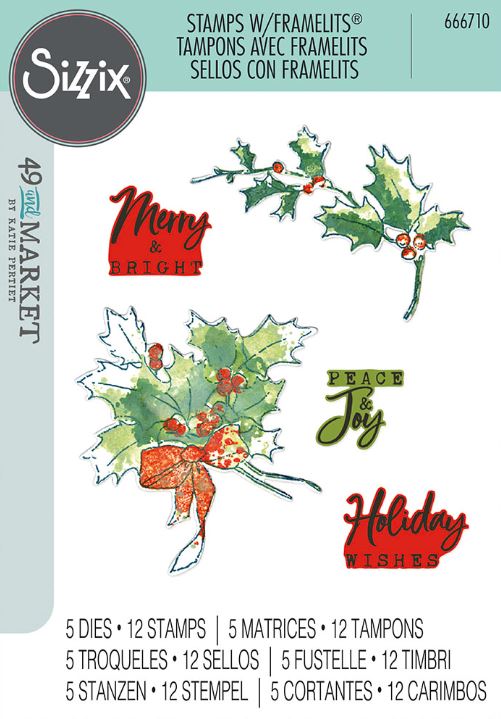 49 & Market / Sizzix - Stamps With Framelits - Pencil Line Holly