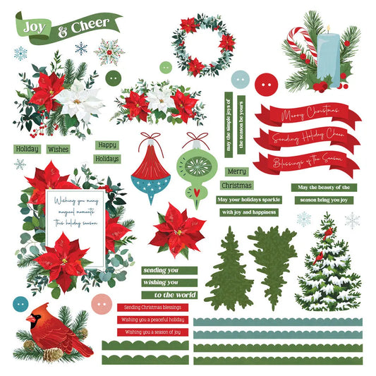 Photo Play 12x12 Card Kit Sticker Sheet, Christmas Garden