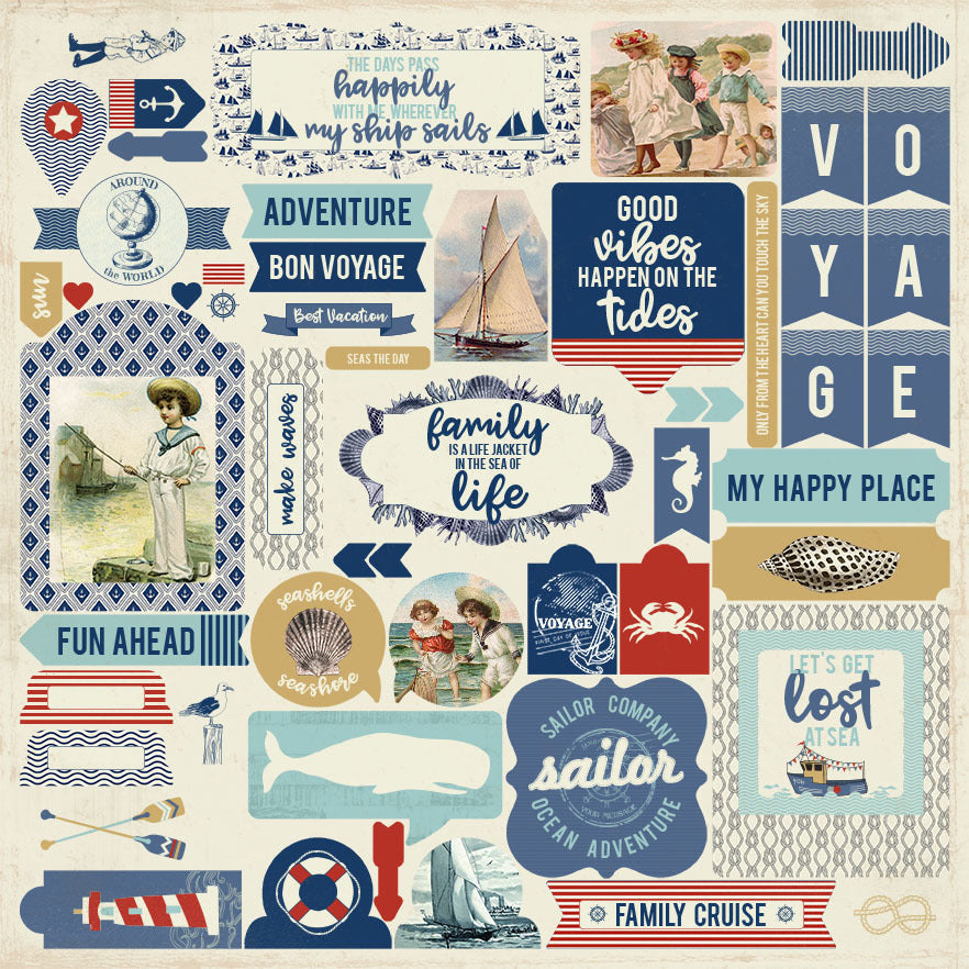 Authentique Paper - 12x12 Sticker Sheet - Voyage