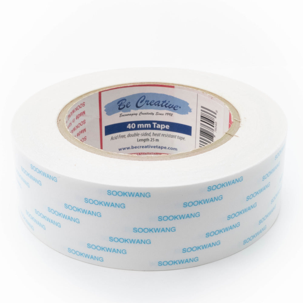Roll of white tape with 'Be Creative' branding on a white background
