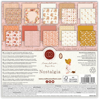 Collection of patterned paper sheets on a pink background with Craft Consortium branding.