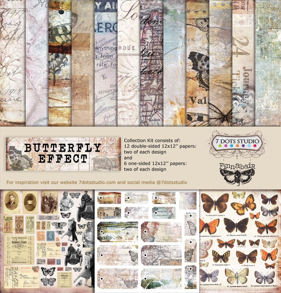 7 Dots Studio - 12x12 Paper Collection Kit - Butterfly Effect