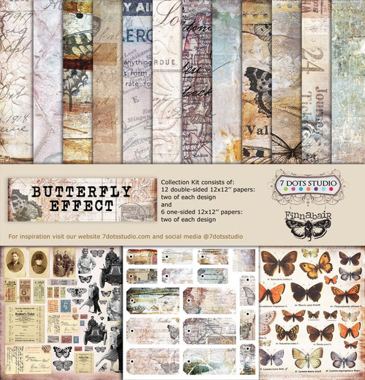 7 Dots Studio - 12x12 Paper Collection Kit - Butterfly Effect