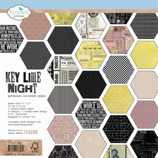 Elizabeth Craft Designs - 12X12 Patterned Cardstock - Key Lime Night