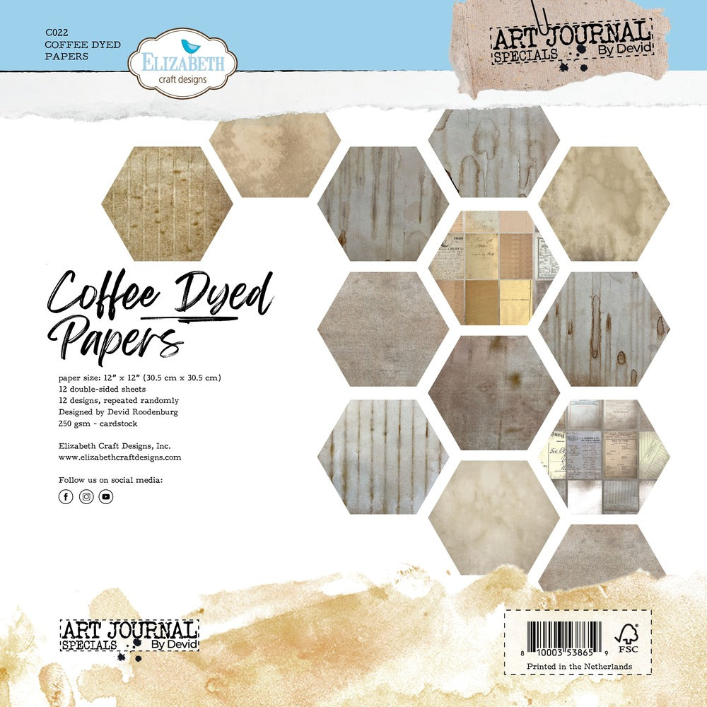 Elizabeth Craft Designs - 12x12 Coffee Dyed Papers by Devid