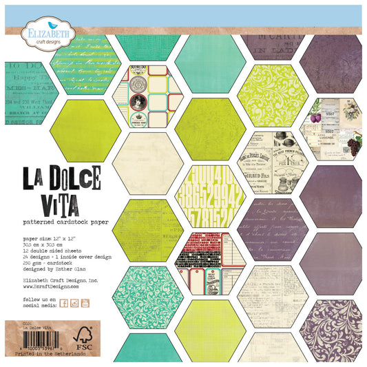 Elizabeth Craft Designs - La Dolce Vita Collection - 12x12 Patterned Cardstock Paper - La Dolce Vita