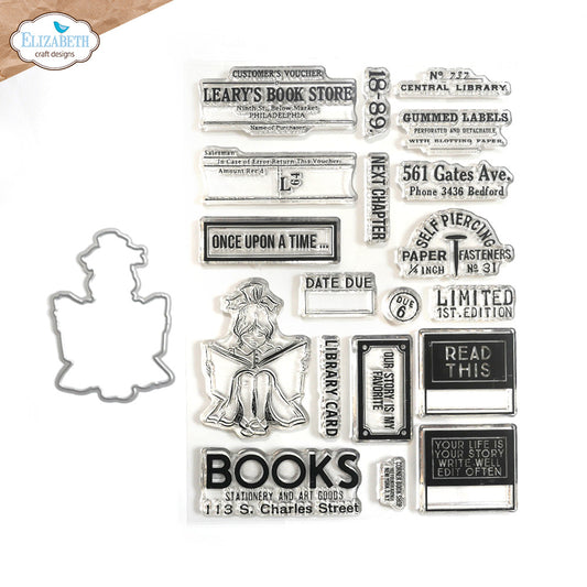 Elizabeth Craft Designs - La Dolce Vita Collection - Stamp and Matching Die - The Bookstore