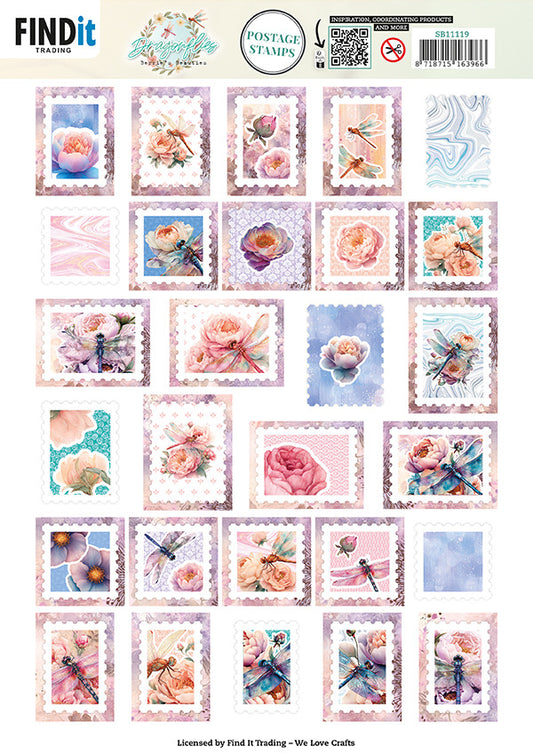 Berrie's Beauties - Push out Sheet - Postage Stamps - Dragonflies