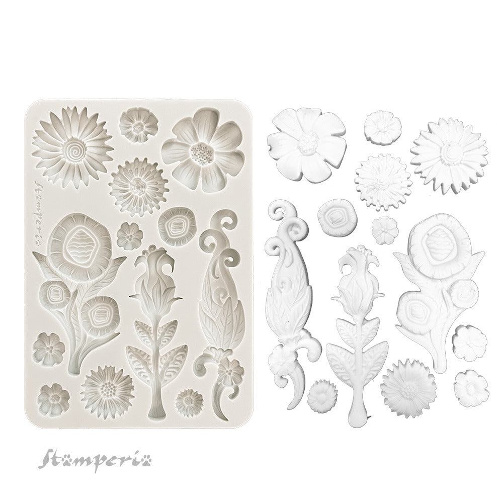 Floral silicone mold with stamperiz branding on a white background
