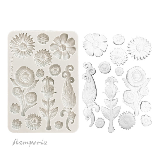 Floral silicone mold with stamperiz branding on a white background