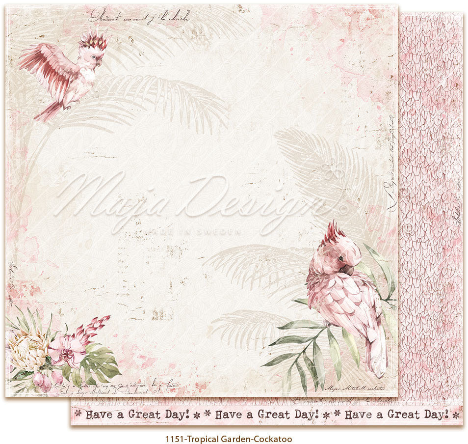 Maja Design - 12x12 Designer Paper - Tropical Garden - Cockatoo