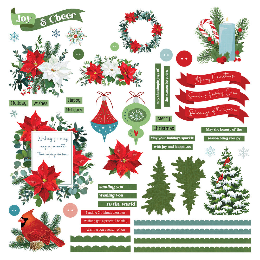 Photo Play 12x12 Card Kit Sticker Sheet, Christmas Garden