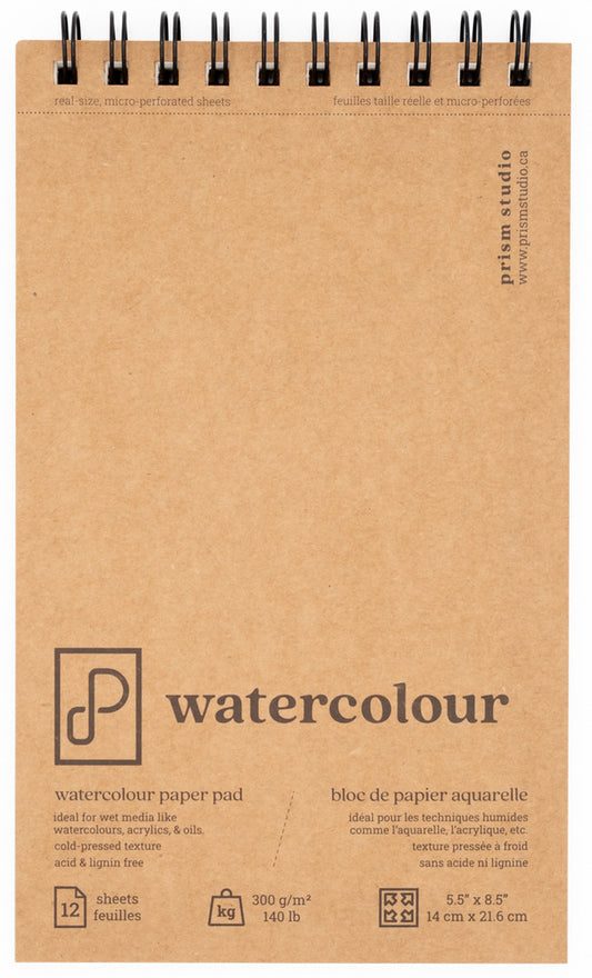 Prism Studio - Watercolour Pad, 5.5" x 8.5", Spiral-Bound at Top