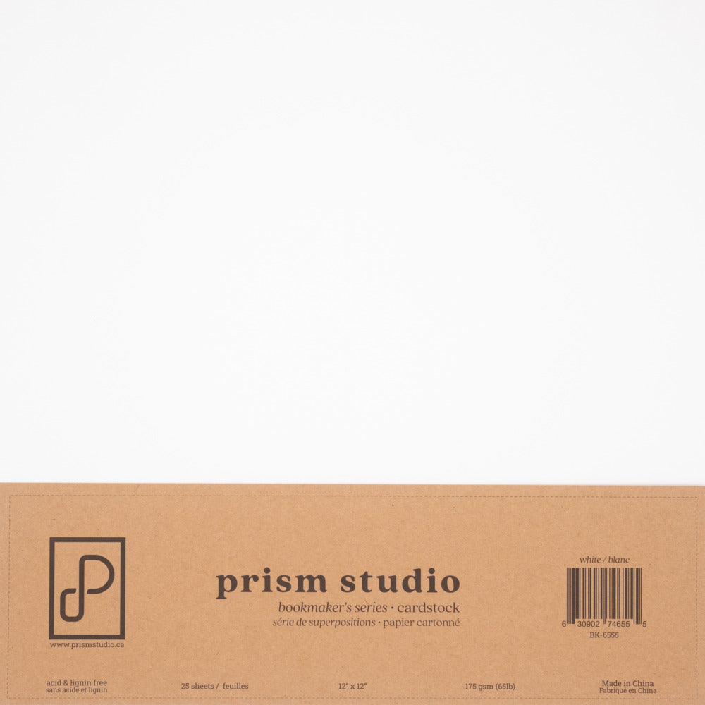 Prism Studio - 12x12 Bookmaker's Cardstock 65lb - White (25 Sheets)