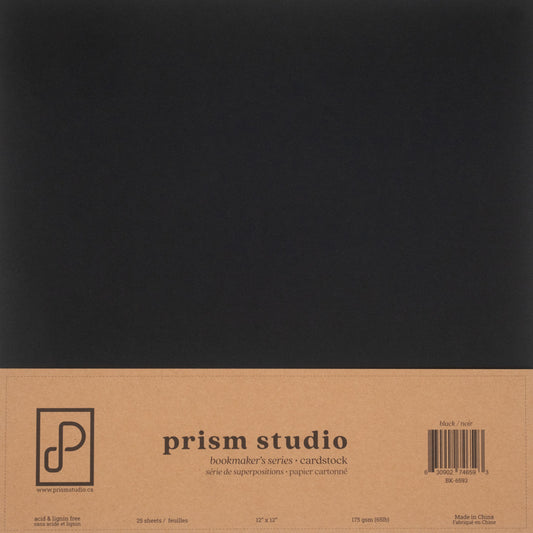 Prism Studio - 12x12 Bookmaker's Cardstock 65lb - Black (25 Sheets)