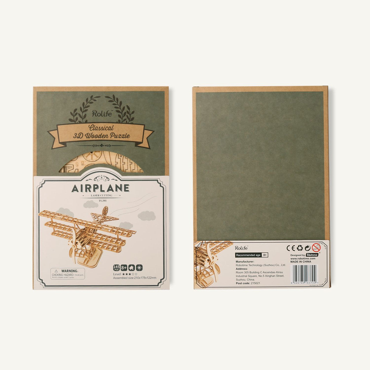 Rolife 3D Wooden Puzzle, Bi-Plane
