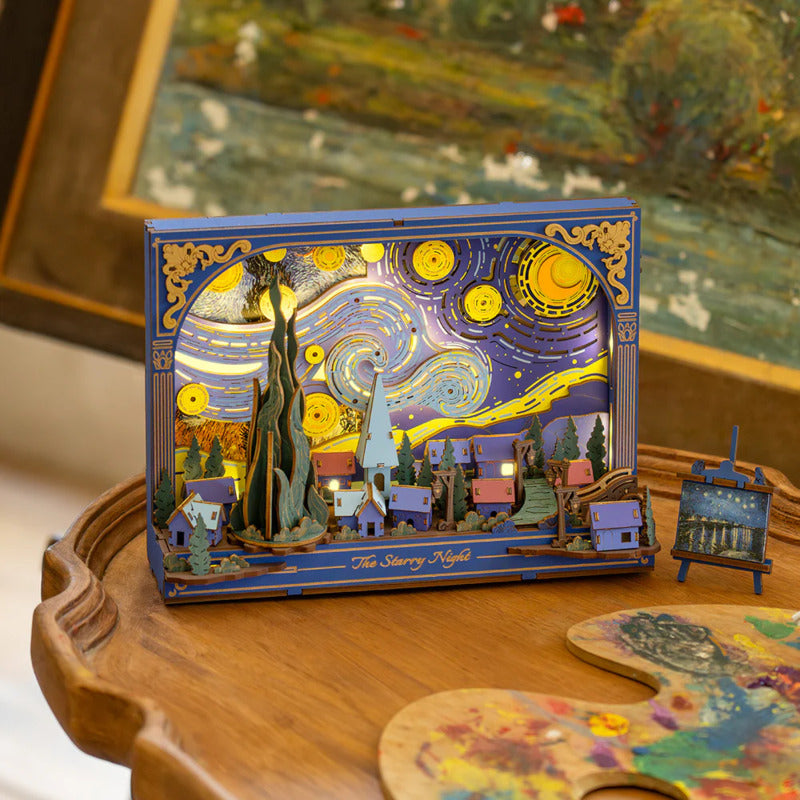 Rowood 3D Wooden Puzzle, Artistic 3D Painting - The Starry Night