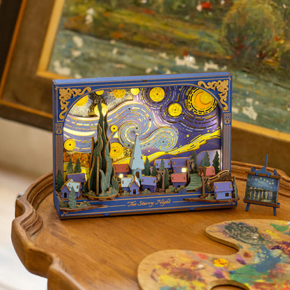 Rowood 3D Wooden Puzzle, Artistic 3D Painting - The Starry Night