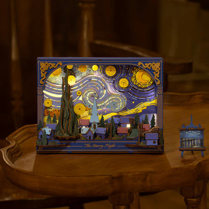 Rowood 3D Wooden Puzzle, Artistic 3D Painting - The Starry Night