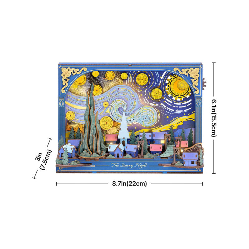 Rowood 3D Wooden Puzzle, Artistic 3D Painting - The Starry Night
