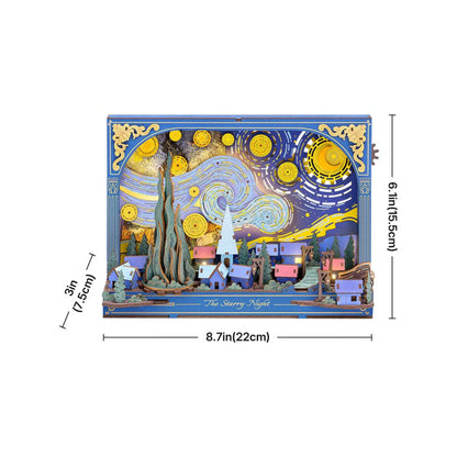 Rowood 3D Wooden Puzzle, Artistic 3D Painting - The Starry Night