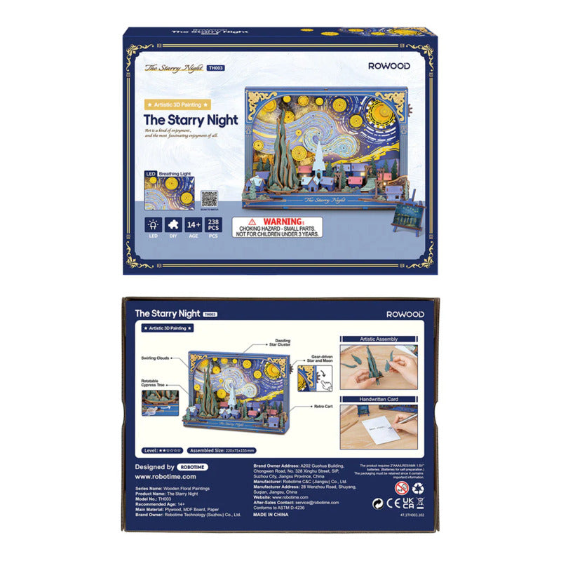Rowood 3D Wooden Puzzle, Artistic 3D Painting - The Starry Night