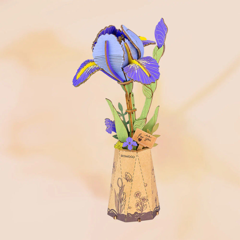 Rowood 3D Wooden Puzzle, Purple Iris