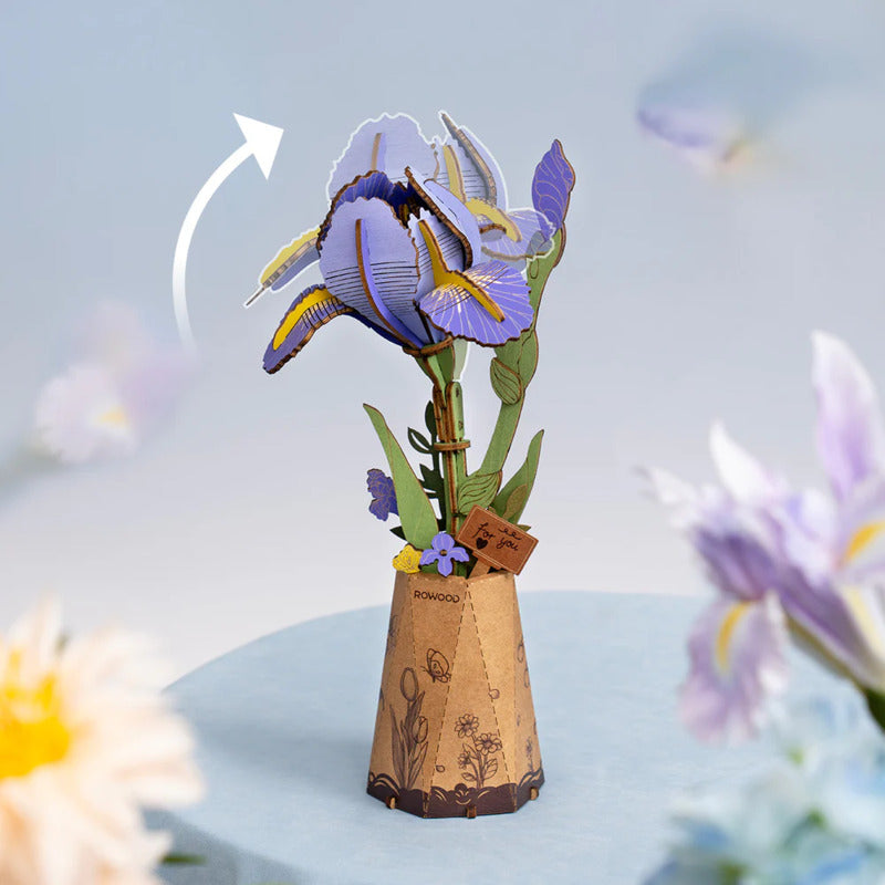 Rowood 3D Wooden Puzzle, Purple Iris